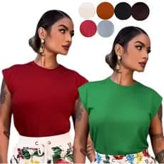 Kit 2 Blusas Femina Básica Muscle Tee Viscolycra T-shirt Verão Regata