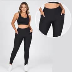 Calça Legging c/ Bolso Lateral Montaria Cintura Alta Sem Transparência Confortável para treino/corrida Fit toque poliami