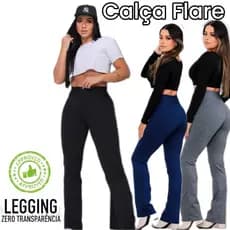 Calça Flare Discreta Feminina Tecido Felpado Sem Transparência Cós Alto Estilo Bailarina