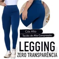 Calça Legging Feminina Dia a dia Tecido Premium Blackout Zero Transparencia Cintura Alta Modeladora Cor Azul