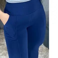 Calça Legging Recorte Montaria Azul Marinho com bolso funcional tecido Flanelado Forrado