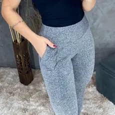 Calça Legging Feminina Recorte Montaria Tecido Flanelado Premium Sem transparência Cintura Alta Quentinha