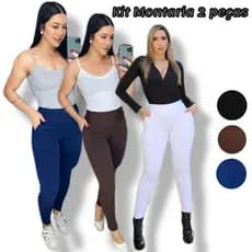 Kit 2 Calças Montaria Com Bolso Verdadeiro Funcional tecido Grosso Flanelado Sem Tranasparencia Forro duplo promoção Leg
