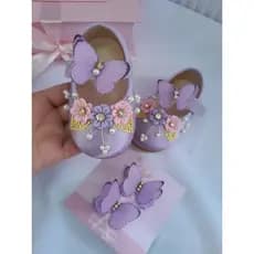 Sapatinho lilás tema Jardim Encantado, Sapatilha lilás, Sapatinho personalizado