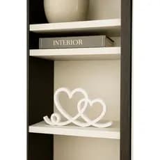 Estatua Decorativo Duplo Coração Romance 23cm - Casal Amor Eterno Enfeite para Mesa Quarto Prateleira Casa lar