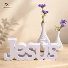 Kit Decorativo Vaso Palavra Jesus para Sala Mesa Enfeite para sua casa