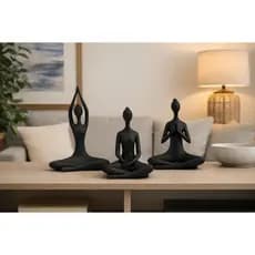 Esculturas Decorativas Yoga Minimalista - Kit 3 Peças Para Sala Zen Moderna