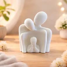 Escultura Casal com Filhos Ideal para Decoração