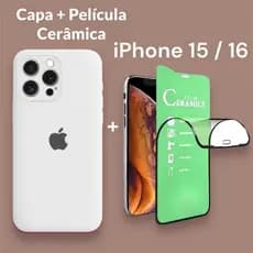 Capa Capinha C/ Proteção Câmera + Película Cerâmica para Modelos iPhone 15 / 16