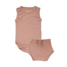 Conjunto Bebê Canelado Regata e Tapa Fralda Premium Chocolate
