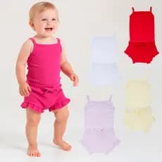 Conjunto Bebê Verão Menina Regata e Tapa Fralda Babado Confortável