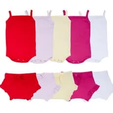 Conjunto de Verão Menina Bebê Regata e Tapa Fralda Canelado