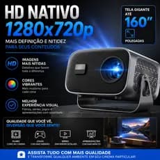 Projetor Portátil HD 720p Nativo Mini Projetor Cinema em Casa HDMI USB Tela Até 160 Polegadas