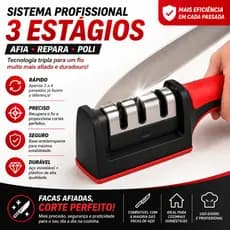 Amolador de Faca Profissional 3 Estágios Afiador com Polimento Afiação Rápida Aço Inoxidável