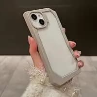 CAPA  CAPINHA IPHONE DE SILICONE MACIO COM BORDA IRREGULAR TRANSPARENTE PARA 13 CAPA PROTETORA TELEFONE CINZA CLARA LISA