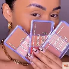 Paleta Trio Blush Iluminador Contorno 1 Feels Mood Ruby Rose Tom Maquiagem Rosado Paleta Trio Blush Iluminador Contor
