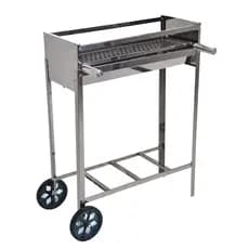 Churrasqueira Carrinho Espetinhos Portátil Rodinha 66cm com Grelha Inox
