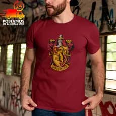 Camisa Masculina Harry Potter Brasão das Casas de Hogwarts Grifinoria, Sonserina, Lufa Lufa,Corvinal
