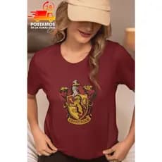 Camisa Feminina Harry Potter Brasão das Casas de Hogwarts Grifinoria, Sonserina, Lufa Lufa, Corvinal