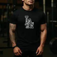 Camisa Masculina LA Los Angeles Algodão 30.1 Confortável Estilo Casual
