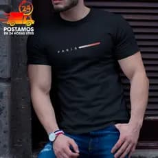 Camiseta Masculina Paris França Modelagem Slim, 100% Algodão, Várias Cores