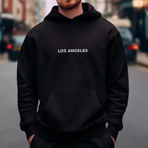 Blusa de Frio Moletom 100% Algodão Canguru com Estampa Los Angeles
