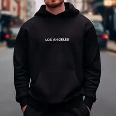 Blusa de Frio Moletom 100% Algodão Canguru com Estampa Los Angeles