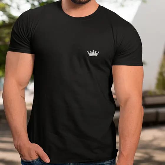 Camiseta Masculina Coroa Básica – Algodão Premium 100%, Conforto e Modelagem Slim Fit