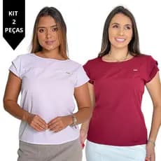 Kit 2 Blusa Elegante Blusinha De Manga Camiseta Estilosa Blusa Feminina Dia A Dia