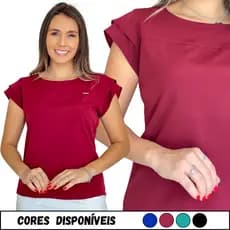 Blusa Feminina Elegante Manga Curta Blusinha Social Com Elastano