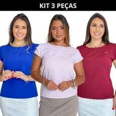 Kit 3 Blusa Feminina Estilosa Manga Curta Blusinha Para Trabalhar