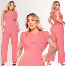Macacão Longo Feminino Pantalona Versátil Elegante Com Bolso