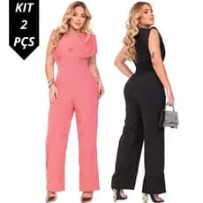 Kit 2 Macacões Longos Moda Feminina Elegante Macacão Pantalona