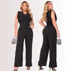 Macacão Longo Social Feminino Elegante Alfaiataria