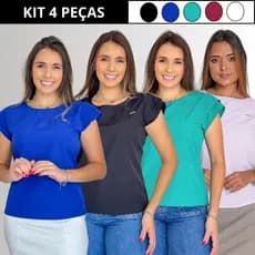 Kit 4 Camisa Feminina Social Blusinha De Manga Curta Dia A Dia