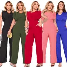 Kit 2 Macacões Longos Femininos Elegantes Trabalho Social Macacão Alfaiataria