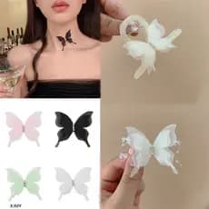 XJM-10 Peças/set Três Camadas Tridimensional Chiffon Borboleta Colorido Simulação Tecido Diy Acessórios Para O Cabelo De