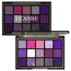 UCANBE Paleta De Maquiagem Sombra Púrpura , 15 Cores Fumada Escura Cintilante Matte Metallic Glitter Violeta Lavanda Rosa Kit Para Cosplay Halloween Ursula Festas De Fantasias De Bruxa
