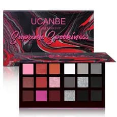 Paleta De Sombras Góticas Smokey De 18 Cores UCANBE-Preto , Vermelho , Cinza , Prata , Rosa , Borgonha – Fosco , Brilhan
