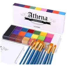Conjunto De Pintura Corporal Facial UCANBE-Paleta Athena , 10 Pincéis Artísticos-Panela Profunda Grande , Ideal Para Fes