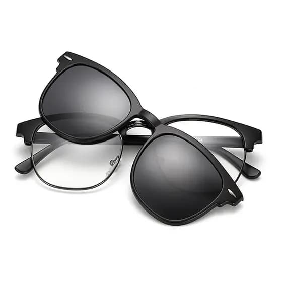 Men Polarised Clip on Magnetic Fashion Sunglasses Women Magnet Clip Myopia Glasses 1 + 1 Combined Sunglasses