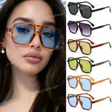 Moda Ponte Dupla Grande Quadro Piloto Óculos De Sol Para Mulheres Homens Simples Quadrado Resistente A UV Tons Ao Ar Liv