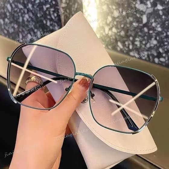 Estilo Coreano Armação De Metal Óculos Salamin De Sol Para Mulheres Quadrados Proteção UV Tons Mulher