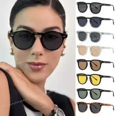 Moda Retrô Colorida Proteção UV Redonda Externa Para Óculos De Sol Femininos E Masculinos