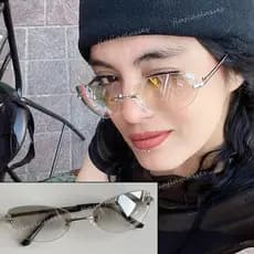 Retro Sem Moldura Oval Óculos De Sol Masculino Feminino Metal Ao Ar Livre Protetor Solar