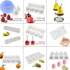 LANTUBN Conjunto De Moldes Para Bolo De Frutas , Silicone , Cereja , Caqui , Romã , Morango , Limão , Durian Festa , Pas