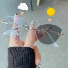Moda Fotocromática Anti Luz Azul Óculos De Olho De Gato Retro Pequeno Quadro Metal Estilo Europeu E Americano Femininos