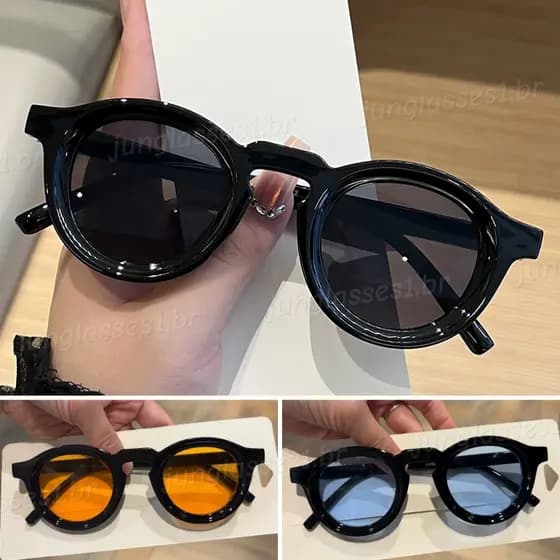 Retro Quadro Redondo Masculino E Feminino Óculos Resistentes A UV Moda Na Resistente Ao Ar Livre Guarda-Sol Protetor Sol