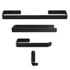 Kit acessórios para banheiro 4 peças quadrado preto pintura eletrostática