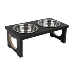 Comedouro de Madeira para PETs Duplo Ração e Água